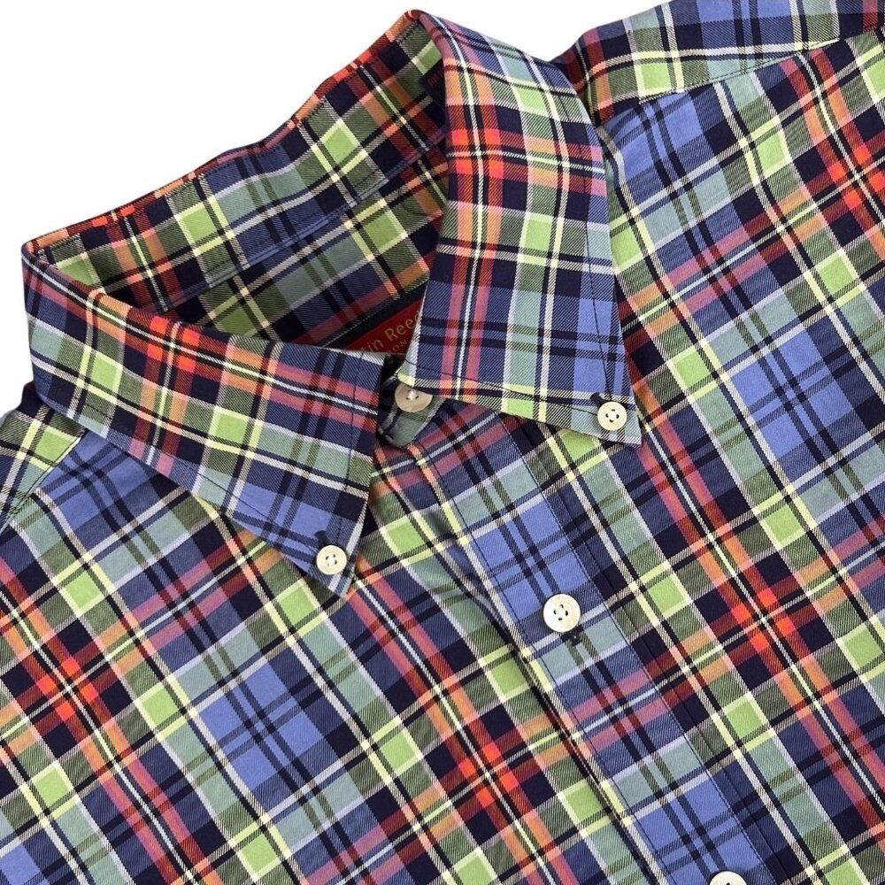 Austin Reed London Mens L Shirt Multicolor Plaid Button Down Long Sleeve Casual